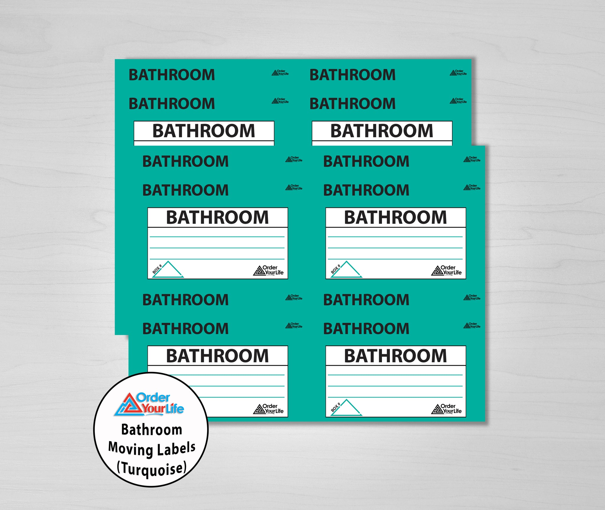 Bathroom Moving Labels (Turquoise)