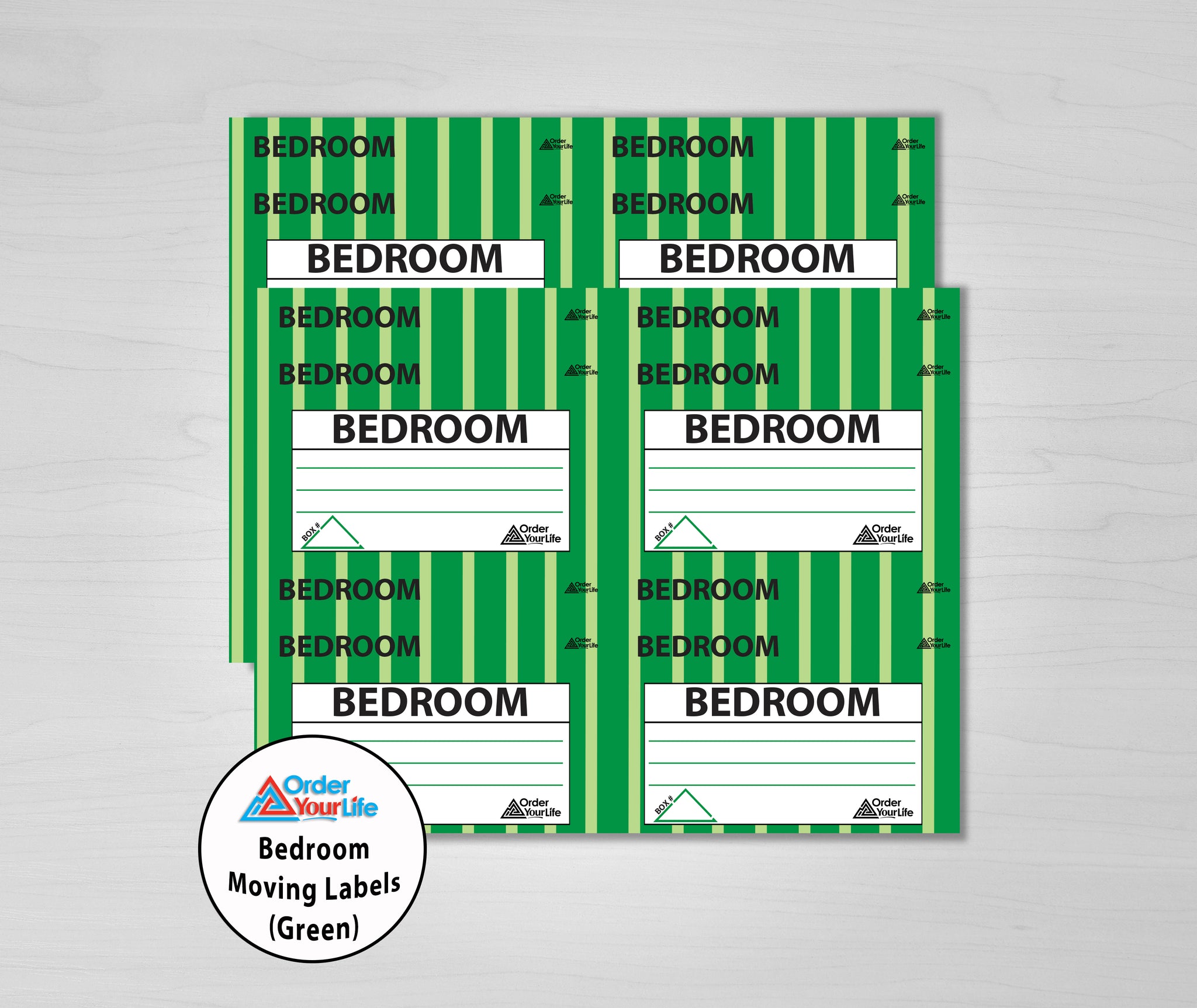 Bedroom Moving Labels (Green)