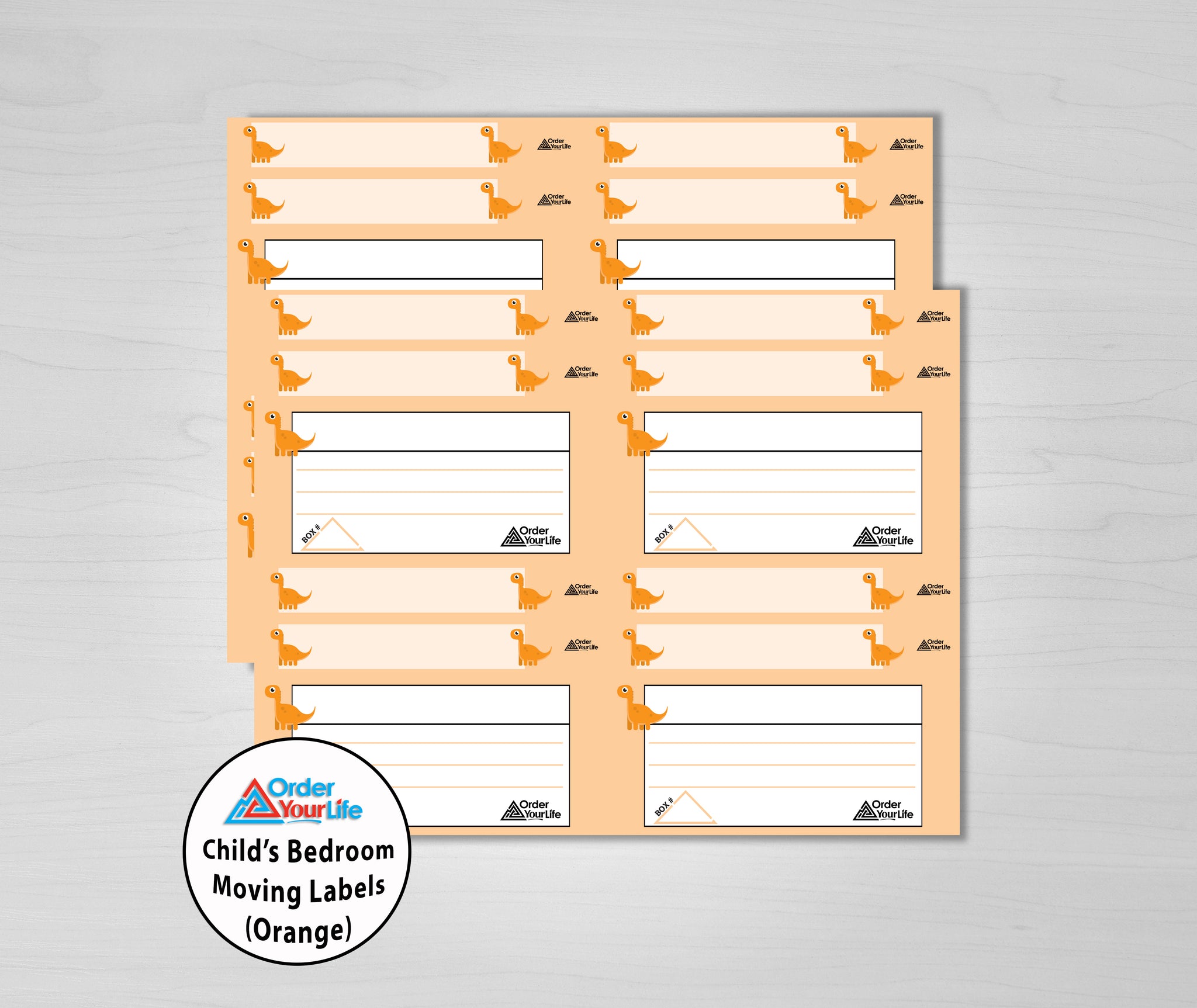 Child’s Room Moving Labels (Orange)
