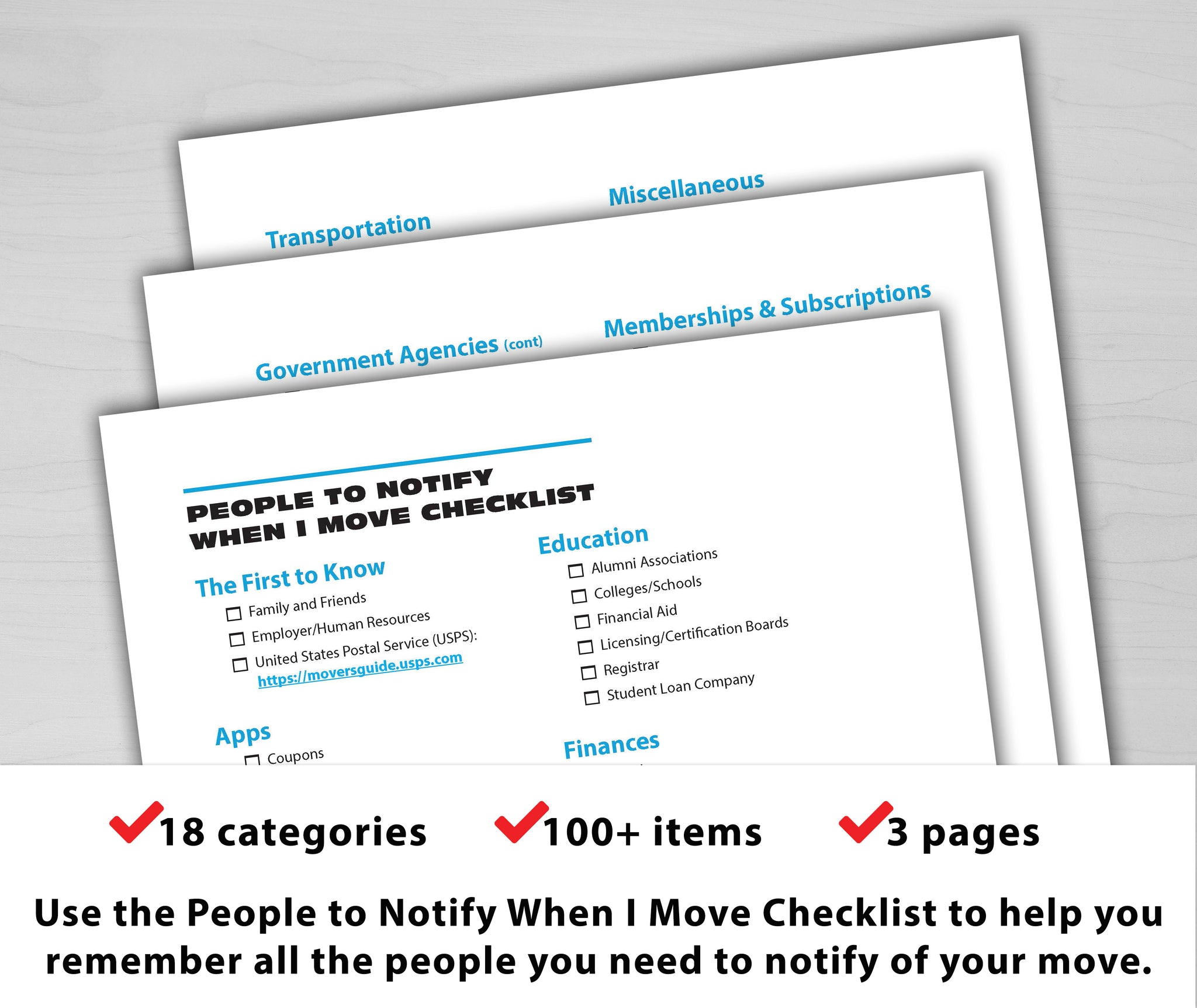 People to Notify When I Move Checklist