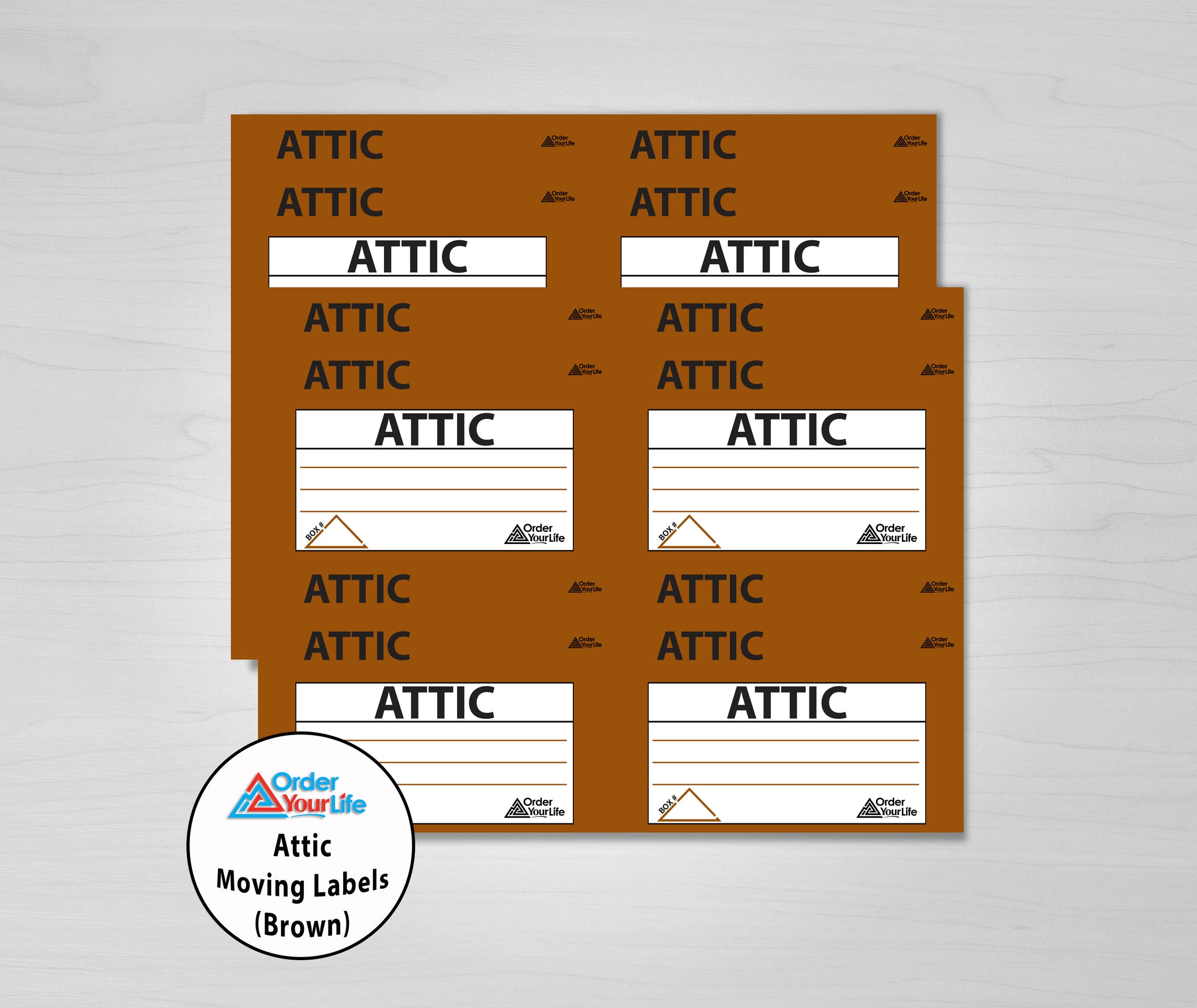 Attic Moving Labels (Brown)