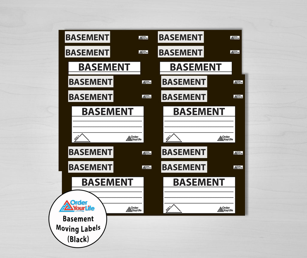 Basement Moving Labels (Black) - Order Your Life