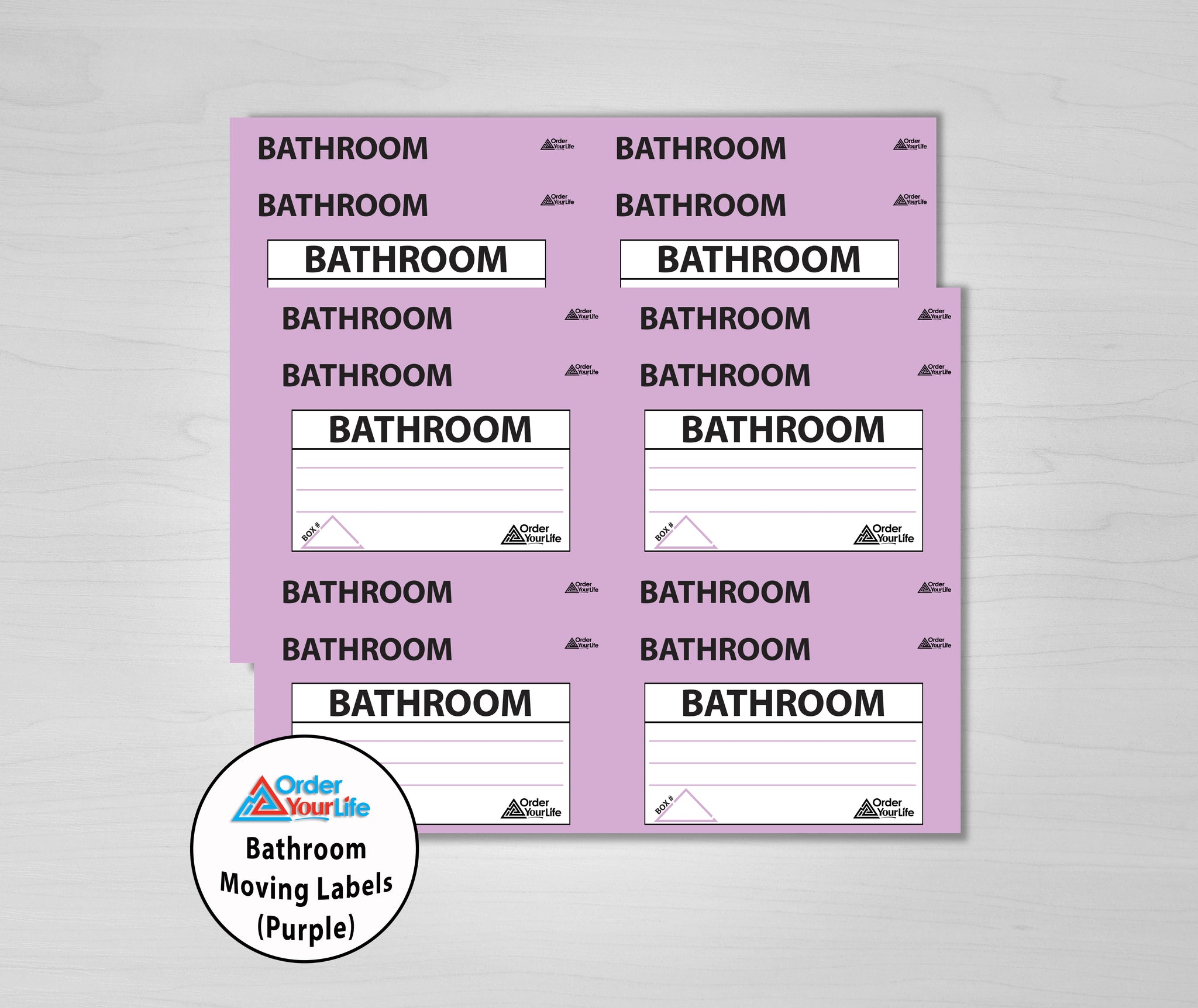 Bathroom Moving Labels (Purple)