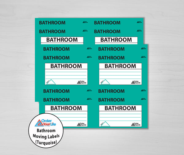 Bathroom Moving Labels (Turquoise)