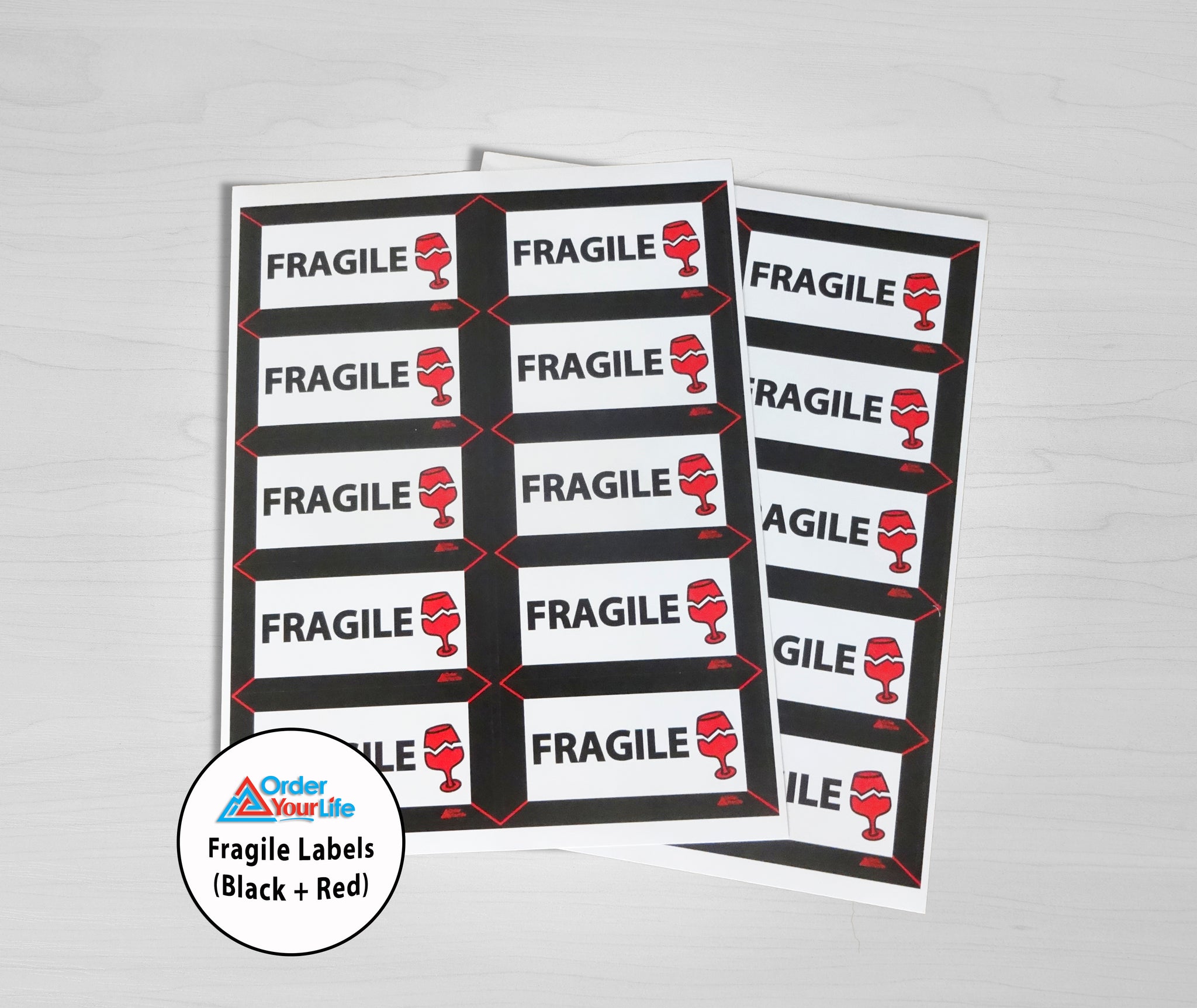 Fragile Labels (Black + Red)