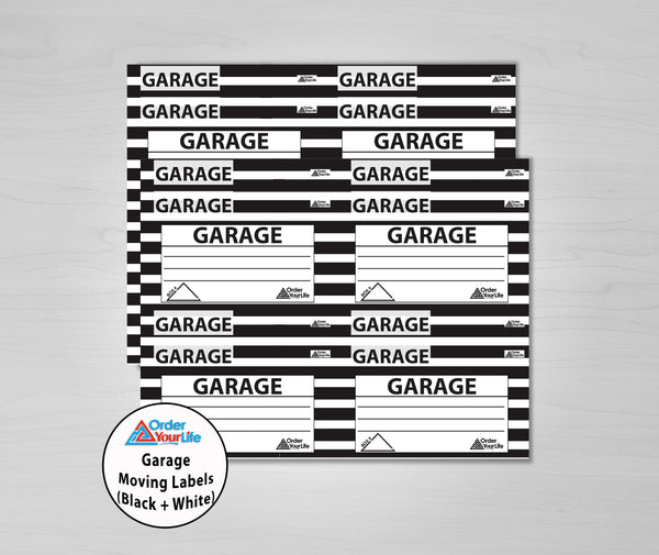 Garage Moving Labels (Black + White)