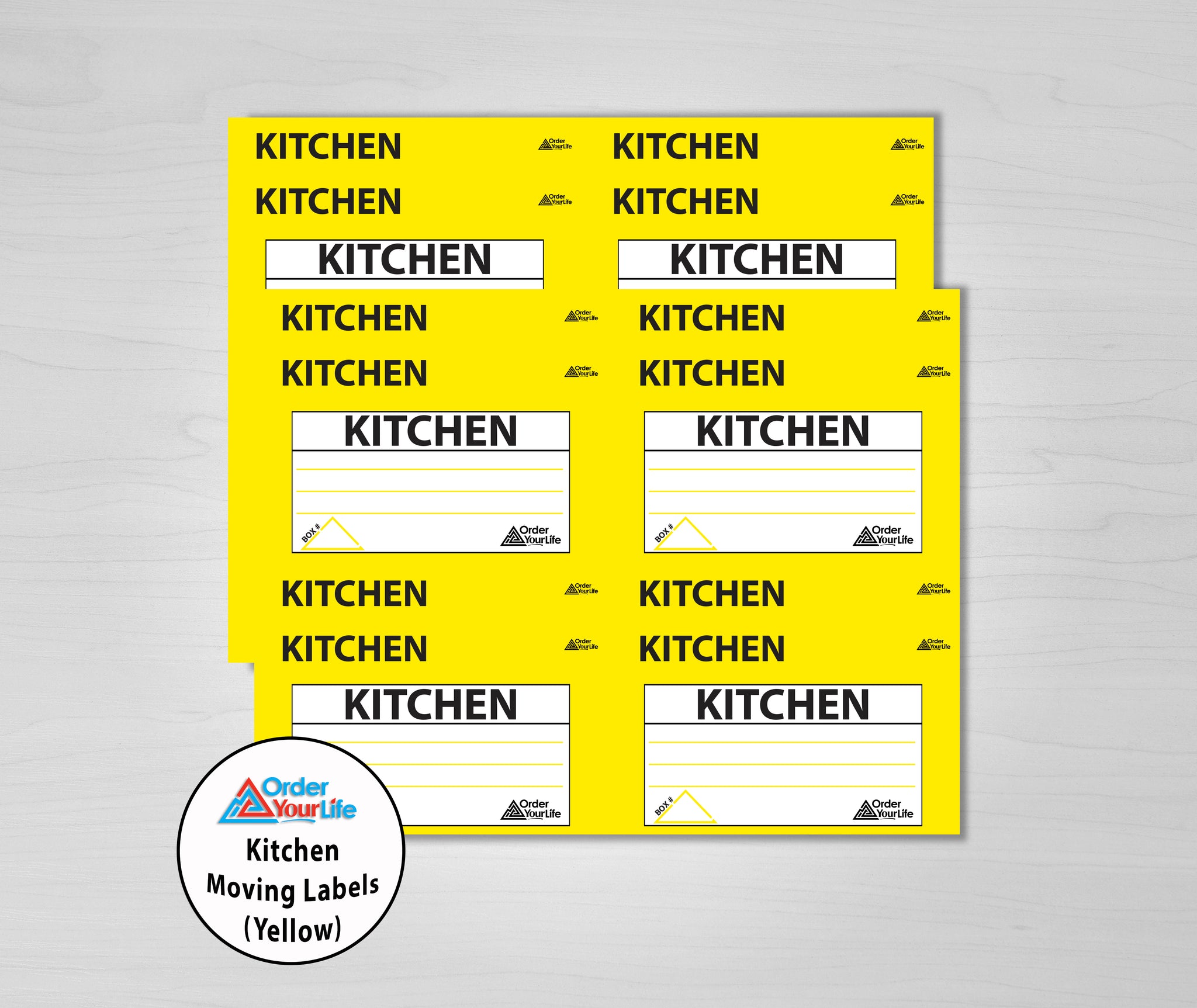 Kitchen Moving Labels (Yellow)