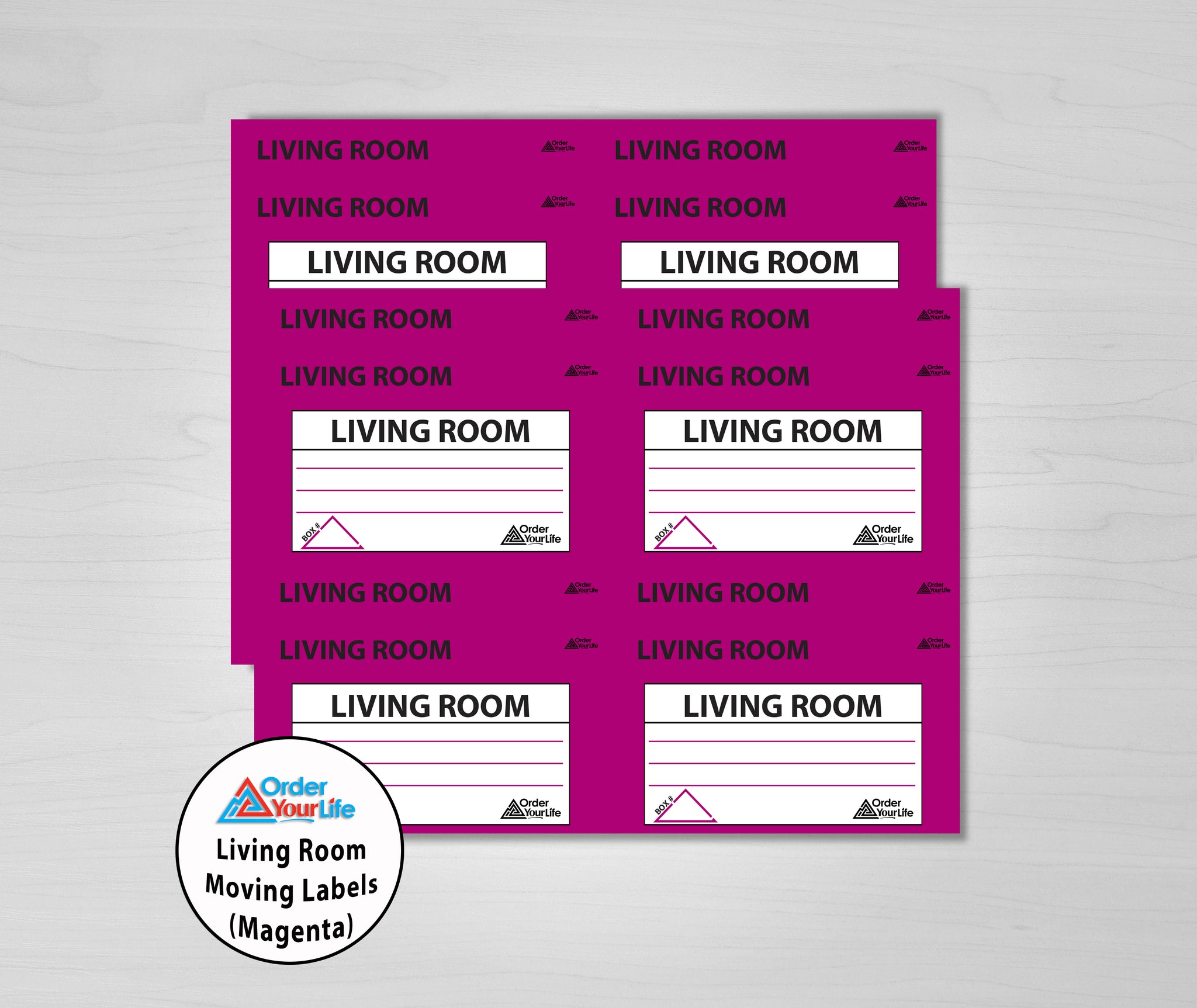 Living Room Moving Labels (Magenta)