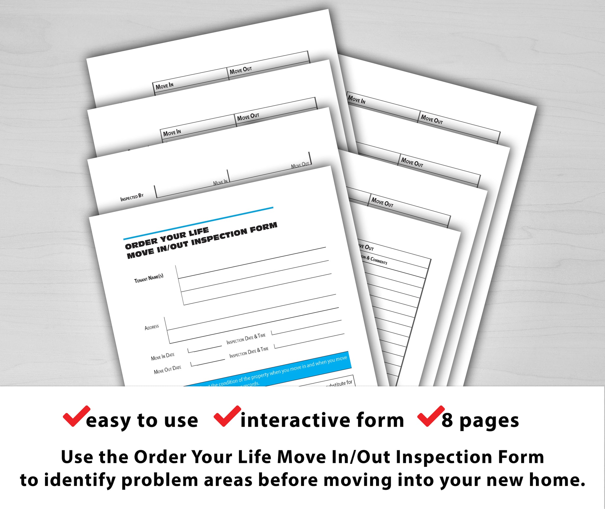 Order Your Life Move In/Out Inspection Form